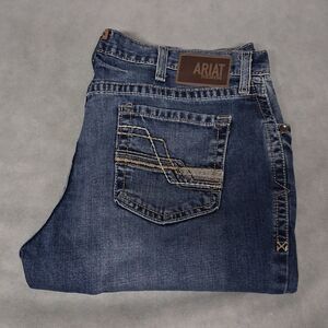 Ariat M4 Shoreway Relaxed Straight Blue Jeans Men's 40x32 Dark Washed Denim